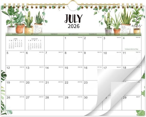 Wall Calendar 2026-2027 - Calendar 2026-2027, Jul. 2026 - Dec. 2027, 11" x 8.5", Wall Calendar 18 month with Twin-Wire Binding + Thick Paper - Plants in Kuwait