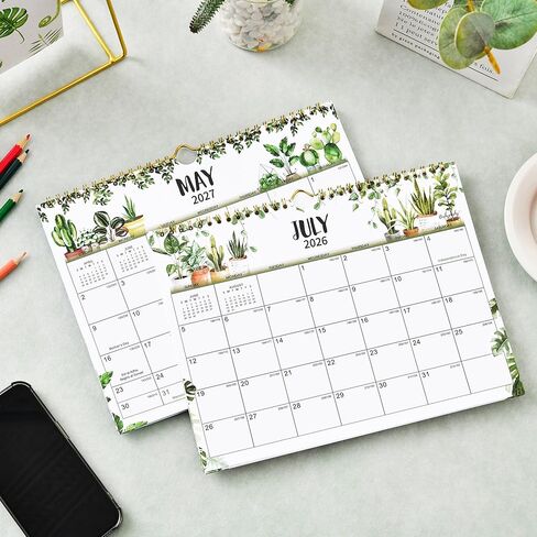 Wall Calendar 2026-2027 - Calendar 2026-2027, Jul. 2026 - Dec. 2027, 11" x 8.5", Wall Calendar 18 month with Twin-Wire Binding + Thick Paper - Plants in Kuwait