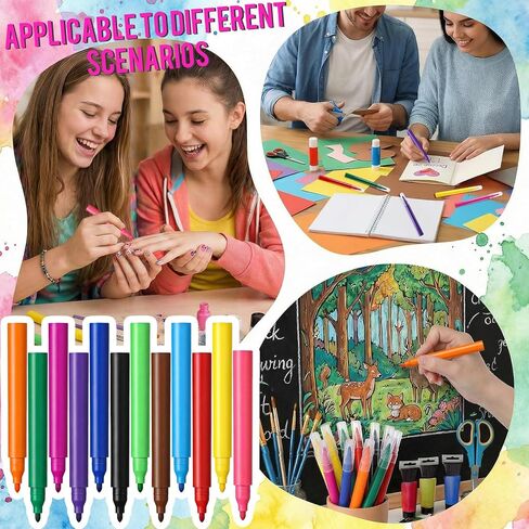 Mini Markers Bulk, 300 Pcs Colorful Markers Bulk Set with 12 Vibrant Colors, Portable Short Colored Pens for Artworks, Graffiti, Office & Craft Supplies in Kuwait