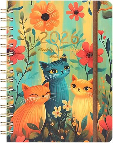 Academic Planner 2026, A5 Weekly & Monthly Calendar Planner with Elastic Strap, Monthly Tabs, Inner Pocket, 8.46"×6.1" Hardcover Daily Agenda Book with Foil-Stamped Cover for Teacher Student (Orange) in Kuwait