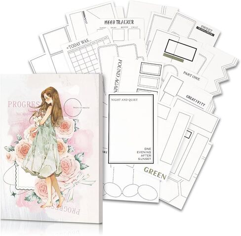 Dizdkizd Creative Art Journal Pocket-Sized Notebook with 28 Interesting Concept Templates Pages for Daily Journal, Planner, Mixed Media, 4.1in × 5.8in, Pink in Kuwait