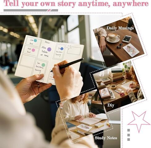 Dizdkizd Creative Art Journal Pocket-Sized Notebook with 28 Interesting Concept Templates Pages for Daily Journal, Planner, Mixed Media, 4.1in × 5.8in, Pink in Kuwait