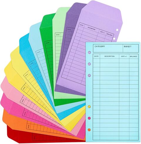 36 Pcs Cash Envelopes for Budgeting, 3.54 x 6.5 Inch Cardstock Budget Envelope System for Tracking Savings, Vertical Layout, 12 Colors in Kuwait