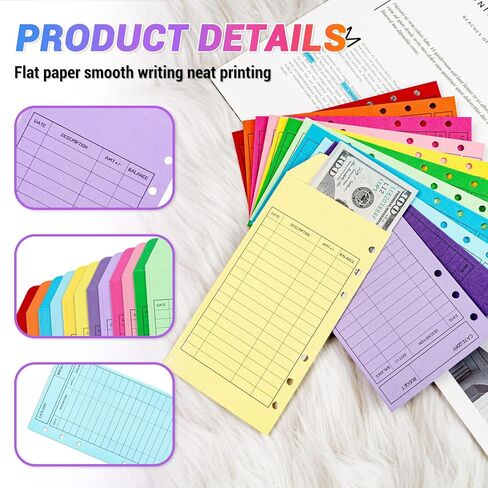 36 Pcs Cash Envelopes for Budgeting, 3.54 x 6.5 Inch Cardstock Budget Envelope System for Tracking Savings, Vertical Layout, 12 Colors in Kuwait