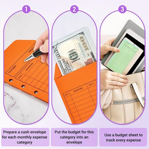 36 Pcs Cash Envelopes for Budgeting, 3.54 x 6.5 Inch Cardstock Budget Envelope System for Tracking Savings, Vertical Layout, 12 Colors in Kuwait