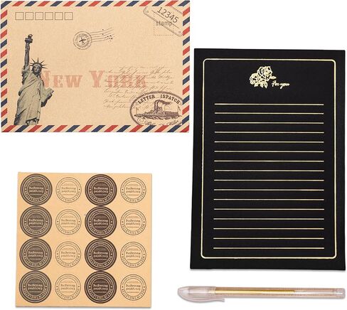 Elegant letter writing set: 8 Floral Print Airmail Envelopes, 10A5Sheets, 16 Sealing Stickers, 1 Gold Pen Love Botanical Theme Party Invitation (White flower print set) in Saudi Arabia