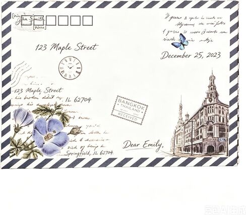 Elegant letter writing set: 8 Floral Print Airmail Envelopes, 10A5Sheets, 16 Sealing Stickers, 1 Gold Pen Love Botanical Theme Party Invitation (White flower print set) in Saudi Arabia