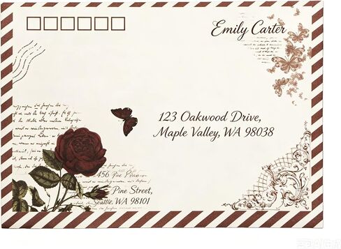 Elegant letter writing set: 8 Floral Print Airmail Envelopes, 10A5Sheets, 16 Sealing Stickers, 1 Gold Pen Love Botanical Theme Party Invitation (White flower print set) in Saudi Arabia