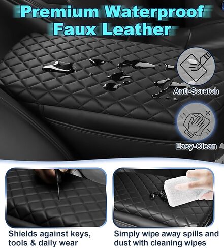 Armrest Cover for Nissan Frontier 2022-2025 Center Console Pad with Organizer Storage Pockets, Black Faux Leather Arm Rest Lid Protector Cushion D41 Interior Accessories in Kuwait
