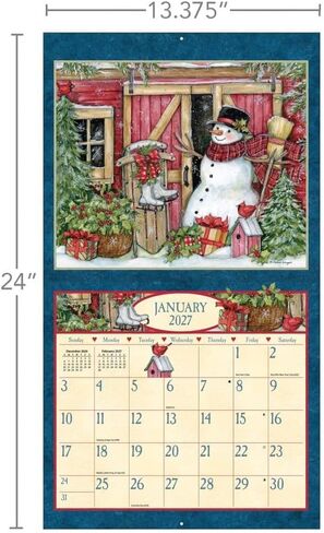 Lang Heart and Home 2027 Wall Calendar, Susan Winget Artwork, 12-Month Monthly Hanging Calendar with Brass Grommet, 13.4" x 12" Closed, 13.4" x 24" Open, January-December 2027 in Saudi Arabia