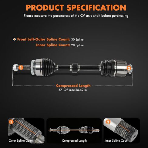 Front Right CV Axle Drive Shaft Assembly Replacement 2015-2021 for Kia Sedona 3.3L NCV75106 KA-8140 49501A9300 in Kuwait
