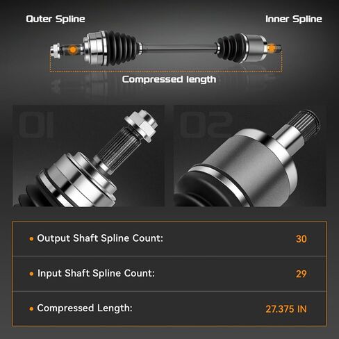 BRTEC Front CV Axle Shaft Assembly Compatible with Honda Odyssey 2005 2006 V6 3.5L - Driver Side, 66-4224 44304SHJA01 in Kuwait