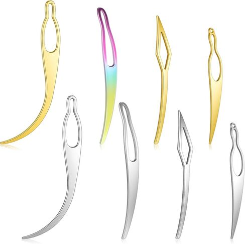 8PCS Interlocking Tool for Locs, 4 Colors Loc Crochet Needle, Portable Crochet Needle for Locs, for Dreadlocks, Hair Extensions, Securing Braids (Curved, Rhomboid) in Kuwait