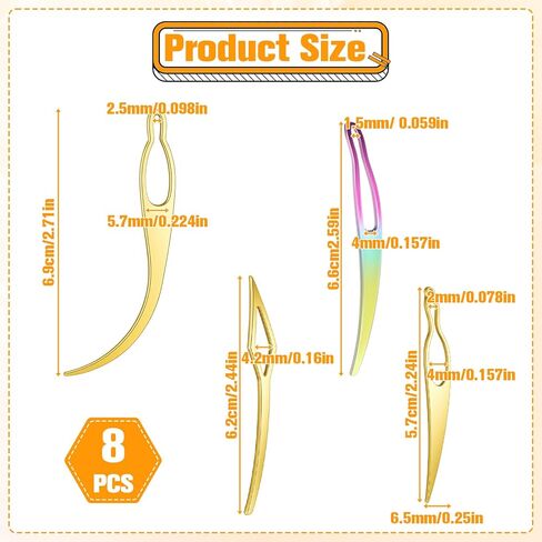 8PCS Interlocking Tool for Locs, 4 Colors Loc Crochet Needle, Portable Crochet Needle for Locs, for Dreadlocks, Hair Extensions, Securing Braids (Curved, Rhomboid) in Kuwait