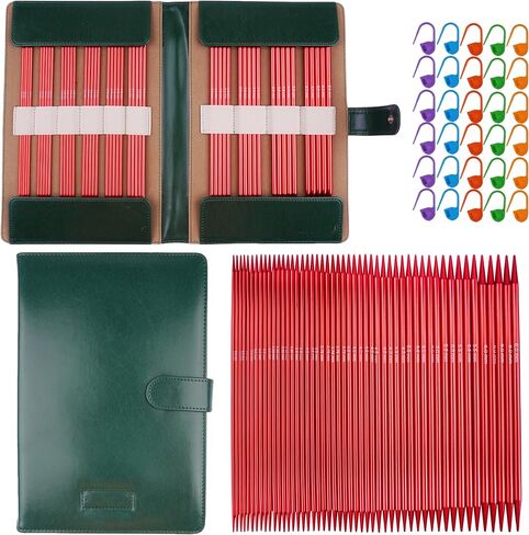 WAZAIGUR 50pcs Aluminum Double Pointed Knitting Needles Set - 7.9 Inch 10 Sizes Knitting Needles 2.5mm-6mm in Saudi Arabia