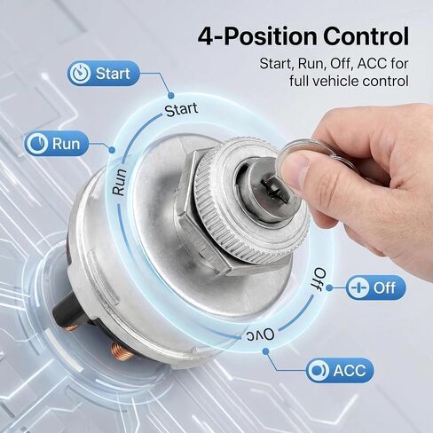 85936 Universal Ignition Switch with Key, 4-Position, Heavy Duty Metal Housing, for Cars, Trucks, Tractors, Trailers, Forklifts in Saudi Arabia