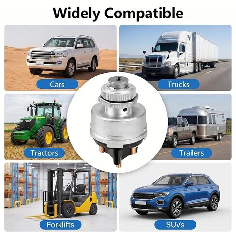 85936 Universal Ignition Switch with Key, 4-Position, Heavy Duty Metal Housing, for Cars, Trucks, Tractors, Trailers, Forklifts in Saudi Arabia