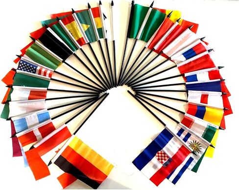 2026 World Cup Soccer Flags – Set of 48 Polyester 4"x6" Mini Flags, One Flag for Each Competing Country Team – Small Desk & Table Stick Flag Set, International Soccer Party Decorations, Collectible Miniature Flag Set in Saudi Arabia