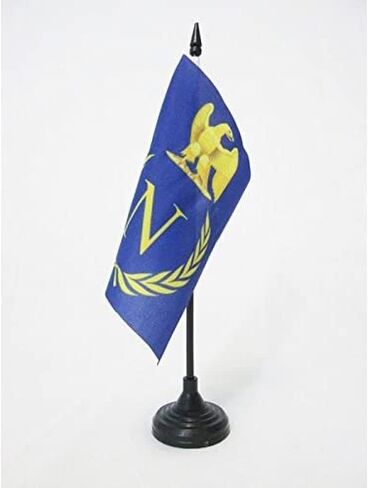 Shield Napoleon Bonaparte of France Table Flag 5'' x 5'' - French Empire Desk Flag 15 x 15 cm - Black plastic stick and base - AZ FLAG in Kuwait