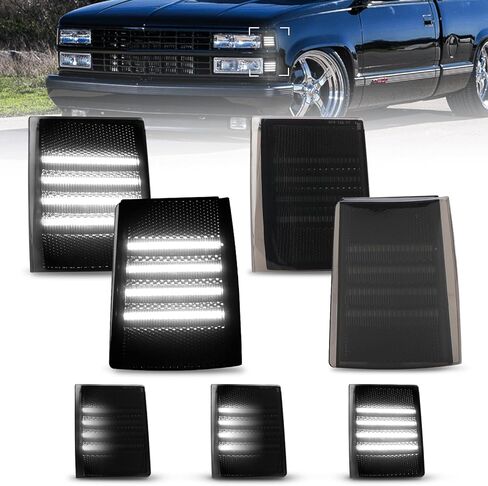مجموعة مصابيح الزاوية الأمامية من Bestview متوافقة مع 1988-1993 Chevy C/K 1500 2500 3500 C10 Silverado Suburban Tahoe، تصميم سرج مطور، عدسات مدخنة كهرماني LED 4 قطع in Kuwait