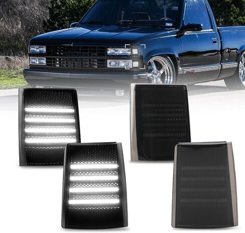 مجموعة مصابيح الزاوية الأمامية من Bestview متوافقة مع 1988-1993 Chevy C/K 1500 2500 3500 C10 Silverado Suburban Tahoe، تصميم سرج مطور، عدسات مدخنة كهرماني LED 4 قطع in Kuwait