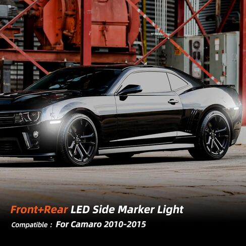 LED Side Marker Lights Compatible with Camaro 2010 2011 2012 2013 2014 2015, for 5th Gen Camaro Front & Rear Fender Side Markers, White Bumper Marker Lamps, Parking Light, Smoked Lens, 4PCS in Saudi Arabia