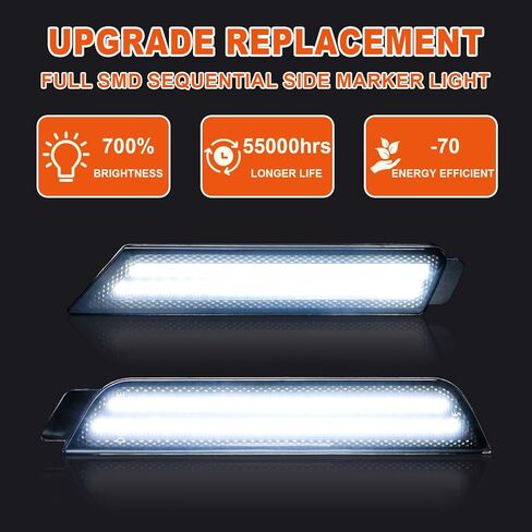 LED Side Marker Lights Compatible with Camaro 2010 2011 2012 2013 2014 2015, for 5th Gen Camaro Front & Rear Fender Side Markers, White Bumper Marker Lamps, Parking Light, Smoked Lens, 4PCS in Saudi Arabia