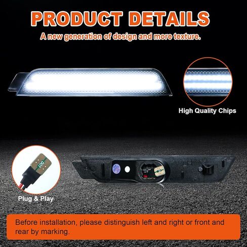 LED Side Marker Lights Compatible with Camaro 2010 2011 2012 2013 2014 2015, for 5th Gen Camaro Front & Rear Fender Side Markers, White Bumper Marker Lamps, Parking Light, Smoked Lens, 4PCS in Saudi Arabia