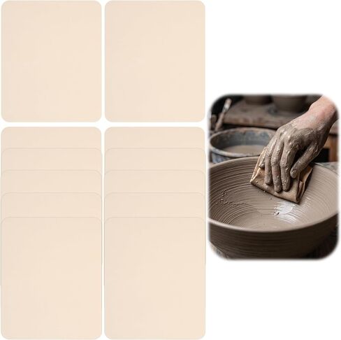 Classicseali 12PCS Leather Chamois,Artist Chamois Cloths, Pre Cut Leather Cloth, Soft Leathers Pottery Tool Small Ceramic Craft Supplies for Pot Rim Smoothing Pottery in Kuwait