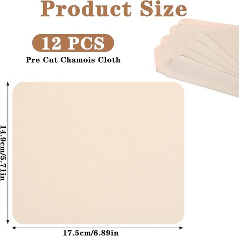 Classicseali 12PCS Leather Chamois,Artist Chamois Cloths, Pre Cut Leather Cloth, Soft Leathers Pottery Tool Small Ceramic Craft Supplies for Pot Rim Smoothing Pottery in Kuwait