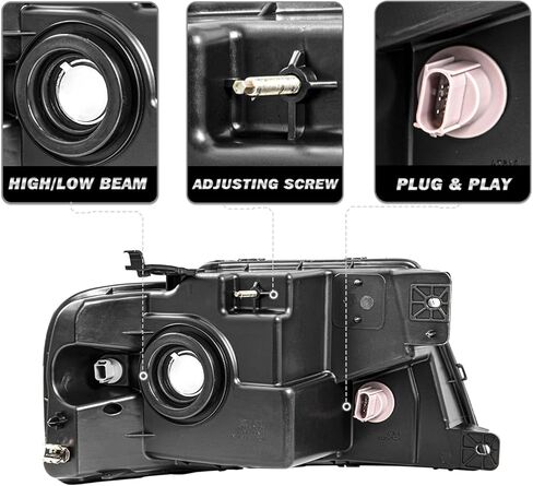 مجموعة المصابيح الأمامية SOCKIR متوافقة مع 2004-2008 Ford F150 Pickup / 2006-2008 Lincoln Mark LT جانب الركاب والسائق (مبيت من الكروم مع عاكس كهرماني) in Kuwait