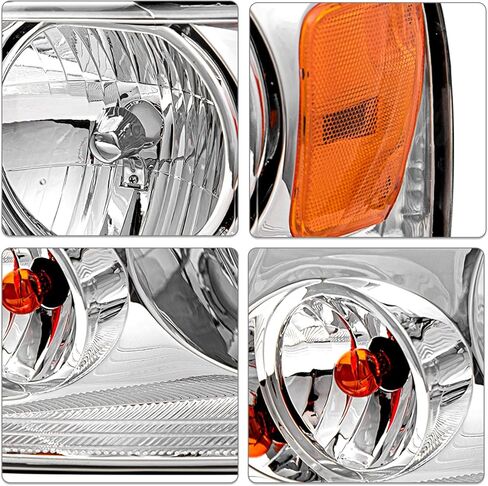 مجموعة المصابيح الأمامية SOCKIR متوافقة مع 2004-2008 Ford F150 Pickup / 2006-2008 Lincoln Mark LT جانب الركاب والسائق (مبيت من الكروم مع عاكس كهرماني) in Kuwait
