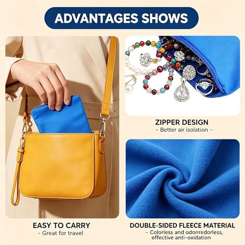 DJBVHSF 10 Pcs Zippered Silver Storage Bags, 5.9 x 5.9 Inch Anti Tarnish Jewelry Bags, Silverware and Jewelry Protector Pouches for Necklaces, Earrings & Bracelets in Saudi Arabia