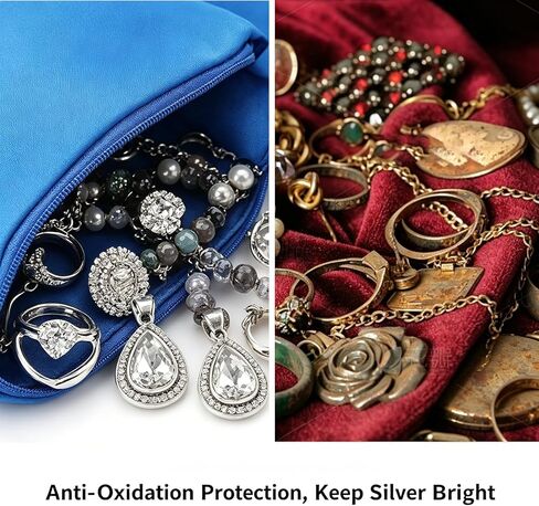 DJBVHSF 10 Pcs Zippered Silver Storage Bags, 5.9 x 5.9 Inch Anti Tarnish Jewelry Bags, Silverware and Jewelry Protector Pouches for Necklaces, Earrings & Bracelets in Saudi Arabia