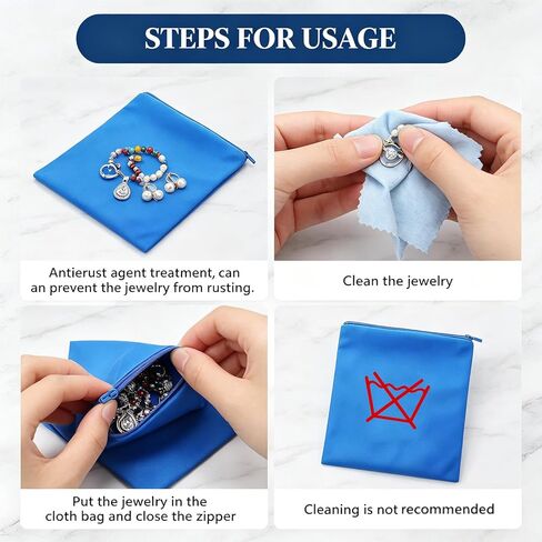 DJBVHSF 10 Pcs Zippered Silver Storage Bags, 5.9 x 5.9 Inch Anti Tarnish Jewelry Bags, Silverware and Jewelry Protector Pouches for Necklaces, Earrings & Bracelets in Saudi Arabia
