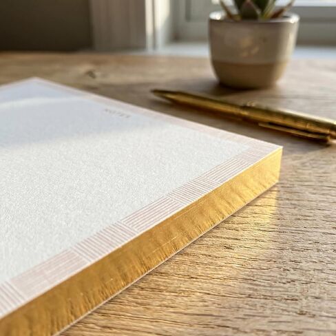 Bahazont Elegant Notes Premium Writing Pads – 10 x 8 Inch Gold Foil Edge Notepads, 140 Sheets per Pad, White Paper with Decorative Border, Luxury Desktop Notepads for Home & Office - 3 Pack in Kuwait
