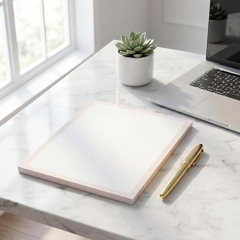 Bahazont Elegant Notes Premium Writing Pads – 10 x 8 Inch Gold Foil Edge Notepads, 140 Sheets per Pad, White Paper with Decorative Border, Luxury Desktop Notepads for Home & Office - 3 Pack in Kuwait