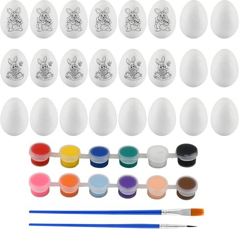 Foam Easter Eggs, 24pcs DIY White Craft Egg Foam Natural Polystyrene Handmade Ball for Easter Craft Home Decoration, Craft Ornaments Making Handmade DIY Painting Projects in Saudi Arabia