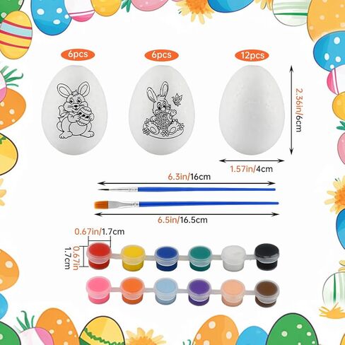 Foam Easter Eggs, 24pcs DIY White Craft Egg Foam Natural Polystyrene Handmade Ball for Easter Craft Home Decoration, Craft Ornaments Making Handmade DIY Painting Projects in Saudi Arabia