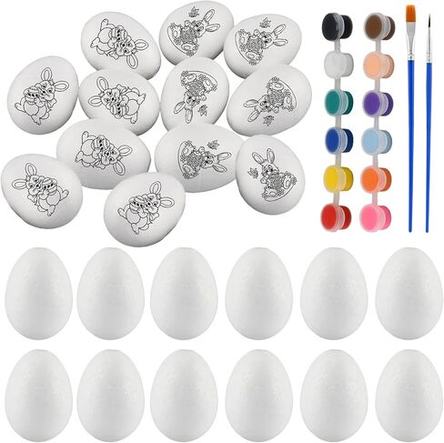 Foam Easter Eggs, 24pcs DIY White Craft Egg Foam Natural Polystyrene Handmade Ball for Easter Craft Home Decoration, Craft Ornaments Making Handmade DIY Painting Projects in Saudi Arabia