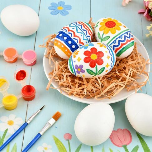 Foam Easter Eggs, 24pcs DIY White Craft Egg Foam Natural Polystyrene Handmade Ball for Easter Craft Home Decoration, Craft Ornaments Making Handmade DIY Painting Projects in Saudi Arabia