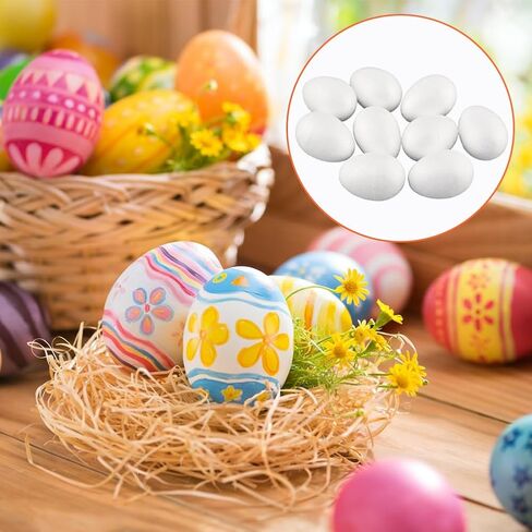 Foam Easter Eggs, 24pcs DIY White Craft Egg Foam Natural Polystyrene Handmade Ball for Easter Craft Home Decoration, Craft Ornaments Making Handmade DIY Painting Projects in Saudi Arabia