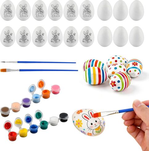Foam Easter Eggs, 24pcs DIY White Craft Egg Foam Natural Polystyrene Handmade Ball for Easter Craft Home Decoration, Craft Ornaments Making Handmade DIY Painting Projects in Saudi Arabia