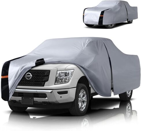 Multi-Layer Nissan Titan Truck Cover, Custom fit Nissan Titan 2015-2026 Crew Cab Short Bed(5.5'-5.6')Car Cover Waterproof All Weather, Full Exterior Cover Rain Wind and UV Protection With Door Zipper in Saudi Arabia