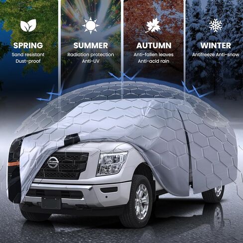 Multi-Layer Nissan Titan Truck Cover, Custom fit Nissan Titan 2015-2026 Crew Cab Short Bed(5.5'-5.6')Car Cover Waterproof All Weather, Full Exterior Cover Rain Wind and UV Protection With Door Zipper in Saudi Arabia