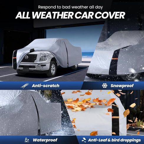 Multi-Layer Nissan Titan Truck Cover, Custom fit Nissan Titan 2015-2026 Crew Cab Short Bed(5.5'-5.6')Car Cover Waterproof All Weather, Full Exterior Cover Rain Wind and UV Protection With Door Zipper in Saudi Arabia