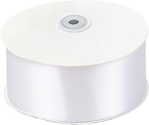 LIUYAXI Double Faced White Stain Ribbon, 2" X 50 Yards, Use for Gift Wrapping, Flower Bouquets, Bows Making, Wedding Decoration, Christmas in Saudi Arabia