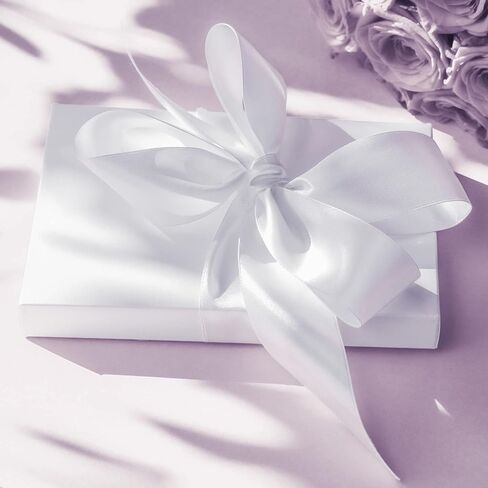 LIUYAXI Double Faced White Stain Ribbon, 2" X 50 Yards, Use for Gift Wrapping, Flower Bouquets, Bows Making, Wedding Decoration, Christmas in Saudi Arabia