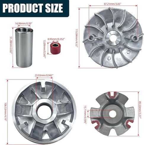 ‌Complete Variator Kit with 14g Rollers - CVT Front Clutch for GY6 125cc/150cc, 152QMI/157QMJ Engine (Fits Scooter/Moped/ATV/Go-Kart) in Saudi Arabia