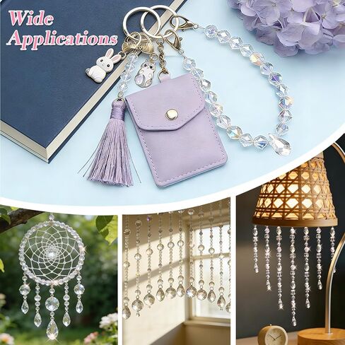 Zefy 2000+ Pcs Crystal Glass Beads for Jewelry Making, 24 Styles 3-15mm Assorted Faceted Craft Bead Kit for DIY Bracelet Necklace Earring Suncatcher (Clear AB Color) in Kuwait
